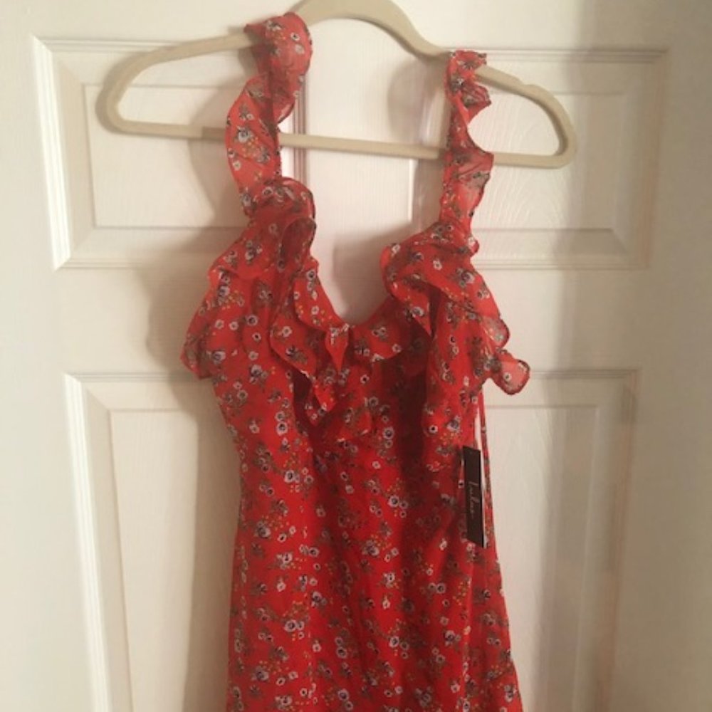 SOLD OUT LULUS NWT Red Floral Print Dress - Picture 2 of 7
